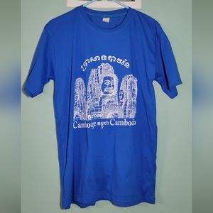Blue Bayon Cambodge, Cambodia T-shirt, size Large Vintage VTG